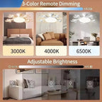 Drone Design Silent Ceiling Fan Light E27 Base Remote Controlled Dimmable 3 Color LED Ceiling Fanlight for Living Room Bedroom - Flex Services