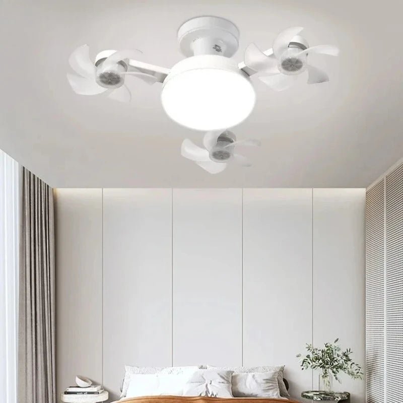 Drone Design Silent Ceiling Fan Light E27 Base Remote Controlled Dimmable 3 Color LED Ceiling Fanlight for Living Room Bedroom - Flex Services