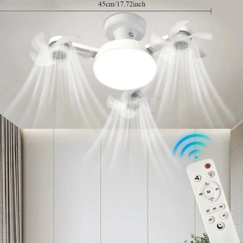 Drone Design Silent Ceiling Fan Light E27 Base Remote Controlled Dimmable 3 Color LED Ceiling Fanlight for Living Room Bedroom - Flex Services