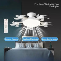 Drone Design Silent Ceiling Fan Light E27 Base Remote Controlled Dimmable 3 Color LED Ceiling Fanlight for Living Room Bedroom - Flex Services